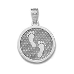 Load image into Gallery viewer, 14k White Gold Have Faith Footprints Reversible Pendant Charm
