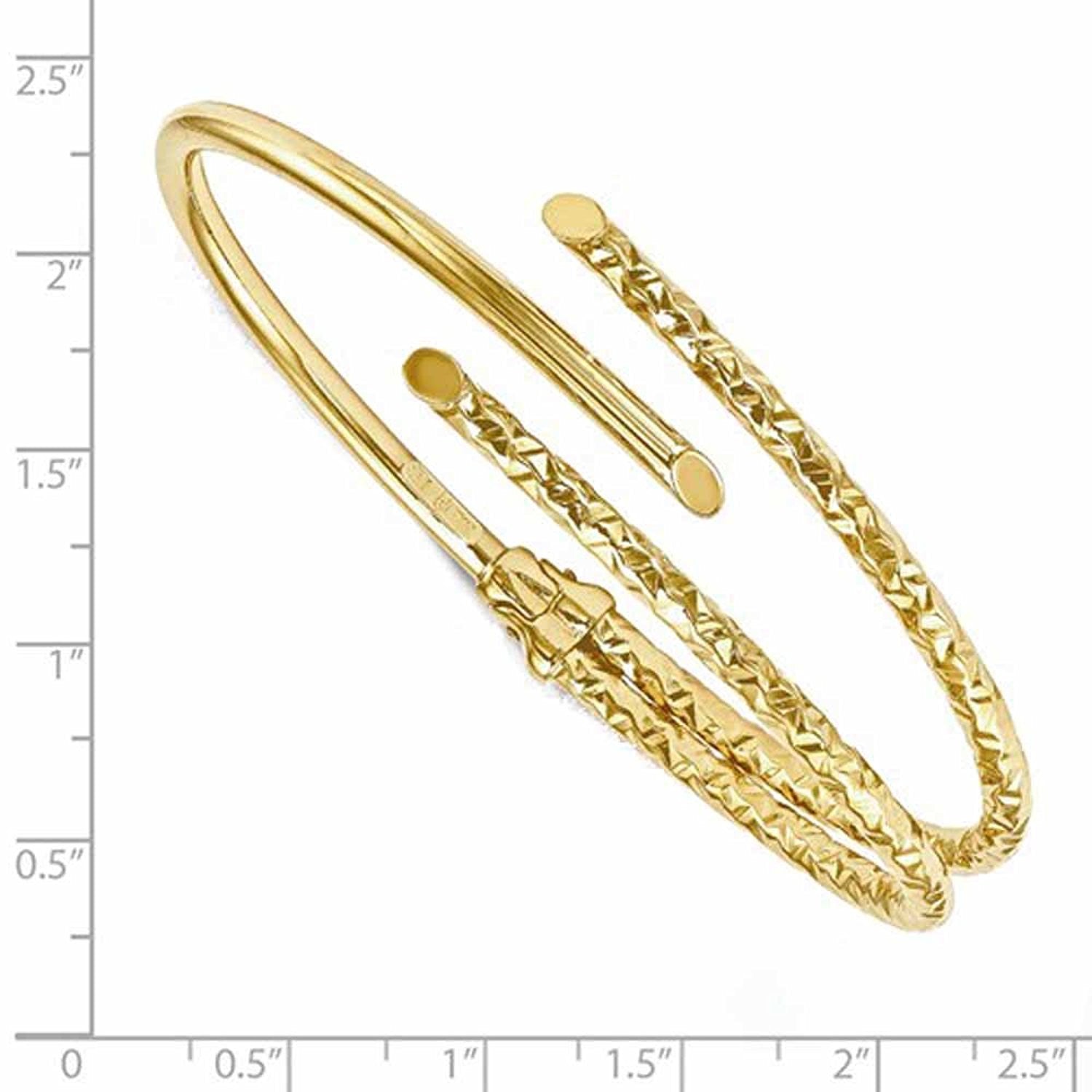 14k Yellow Gold Modern Contemporary Slip On Cuff Bangle Bracelet