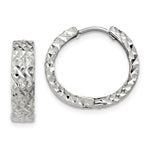 Load image into Gallery viewer, 14k White Gold Classic Textured Hinged Hoop Huggie Earrings
