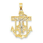 Cargar imagen en el visor de la galería, 14k Gold Two Tone Mariners Cross Crucifix Pendant Charm
