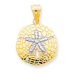 Load image into Gallery viewer, 14k Yellow Gold and Rhodium Sand Dollar Pendant Charm
