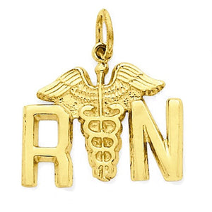 14k Yellow Gold RN Nurse Pendant Charm - [cklinternational]