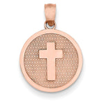 將圖片載入圖庫檢視器 14k Rose Gold Cross 1st Communion Reversible Pendant Charm
