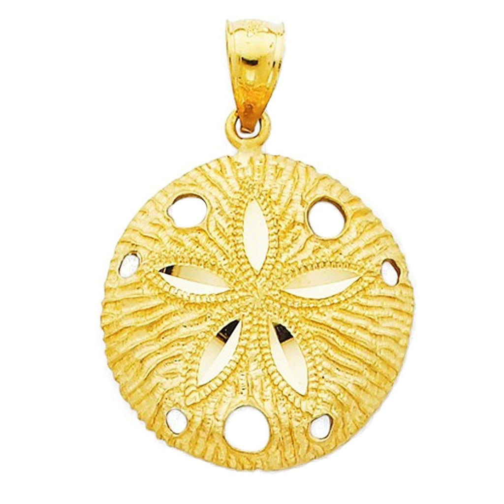14k Yellow Gold Sand Dollar Pendant Charm - [cklinternational]
