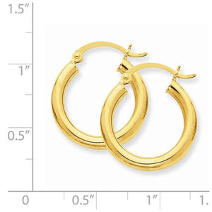 14K Yellow Gold 19mm x 3mm Classic Round Hoop Earrings