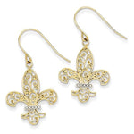 Load image into Gallery viewer, 14k Yellow Gold and Rhodium Fleur de Lis Dangle Earrings
