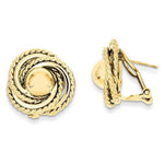 Load image into Gallery viewer, 14k Yellow Gold Love Knot Button Omega Back Post Earrings
