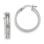 Afbeelding in Gallery-weergave laden, 14K White Gold 23mmx4.5mm Textured Modern Contemporary Round Hoop Earrings

