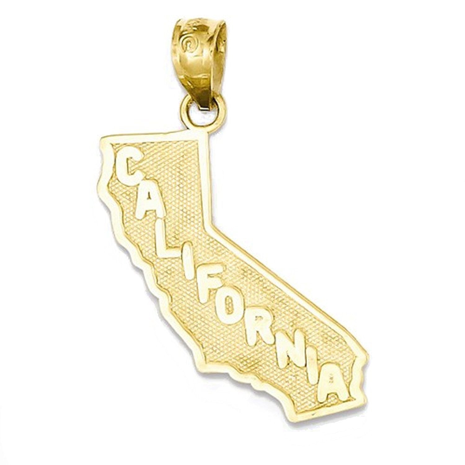 14k Yellow Gold California State Map Pendant Charm - [cklinternational]