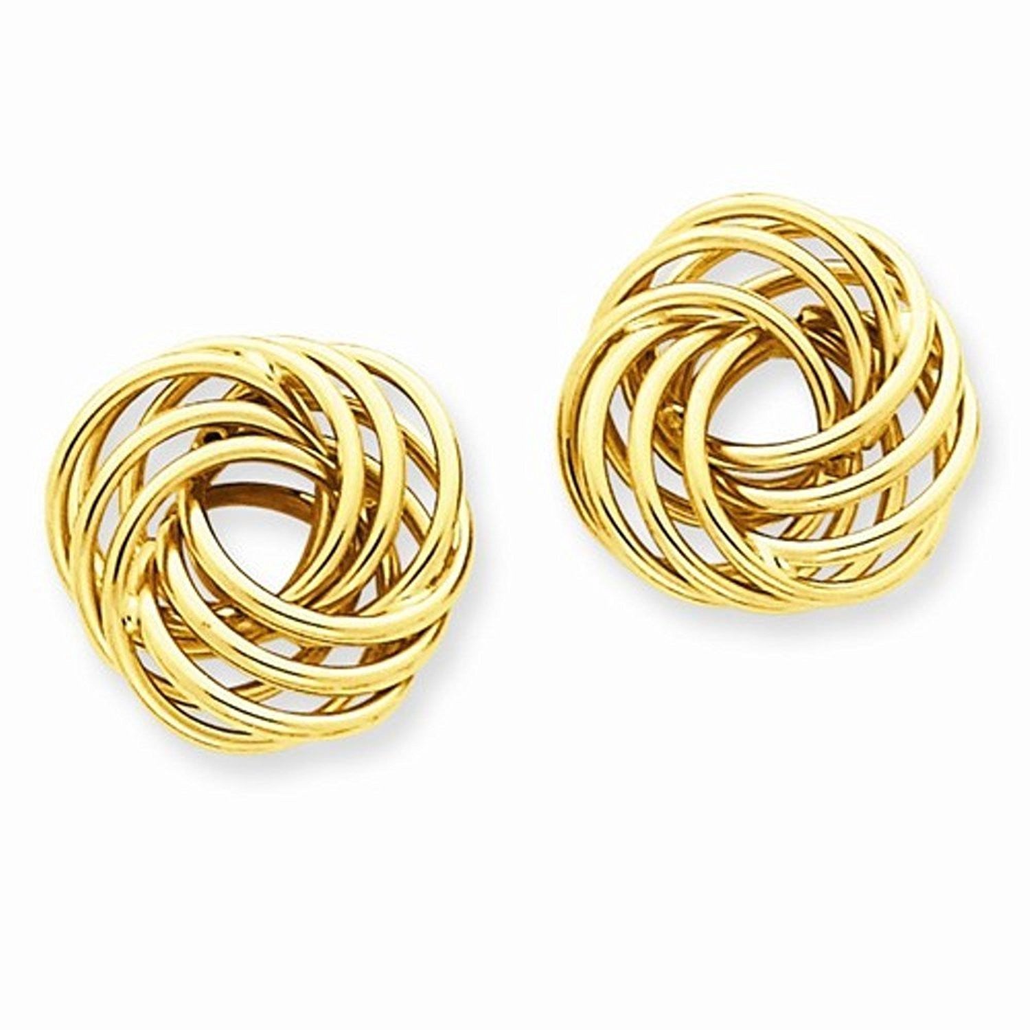 14k Yellow Gold Love Knot Stud Post Earrings