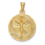 Ladda upp bild till gallerivisning, 14k Yellow Gold Corpus Crucified Christ Round Pendant Charm
