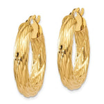 Load image into Gallery viewer, 14K Yellow Gold 25mm x 4.5mm Textured Round Hoop Earrings
