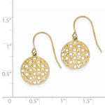 Load image into Gallery viewer, 14k Yellow Gold Circle Checkered Shepherd Hook Dangle Earrings
