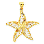 Indlæs billede til gallerivisning 14k Yellow Gold Starfish Filigree Pendant Charm
