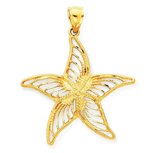 14k Yellow Gold Starfish Filigree Pendant Charm