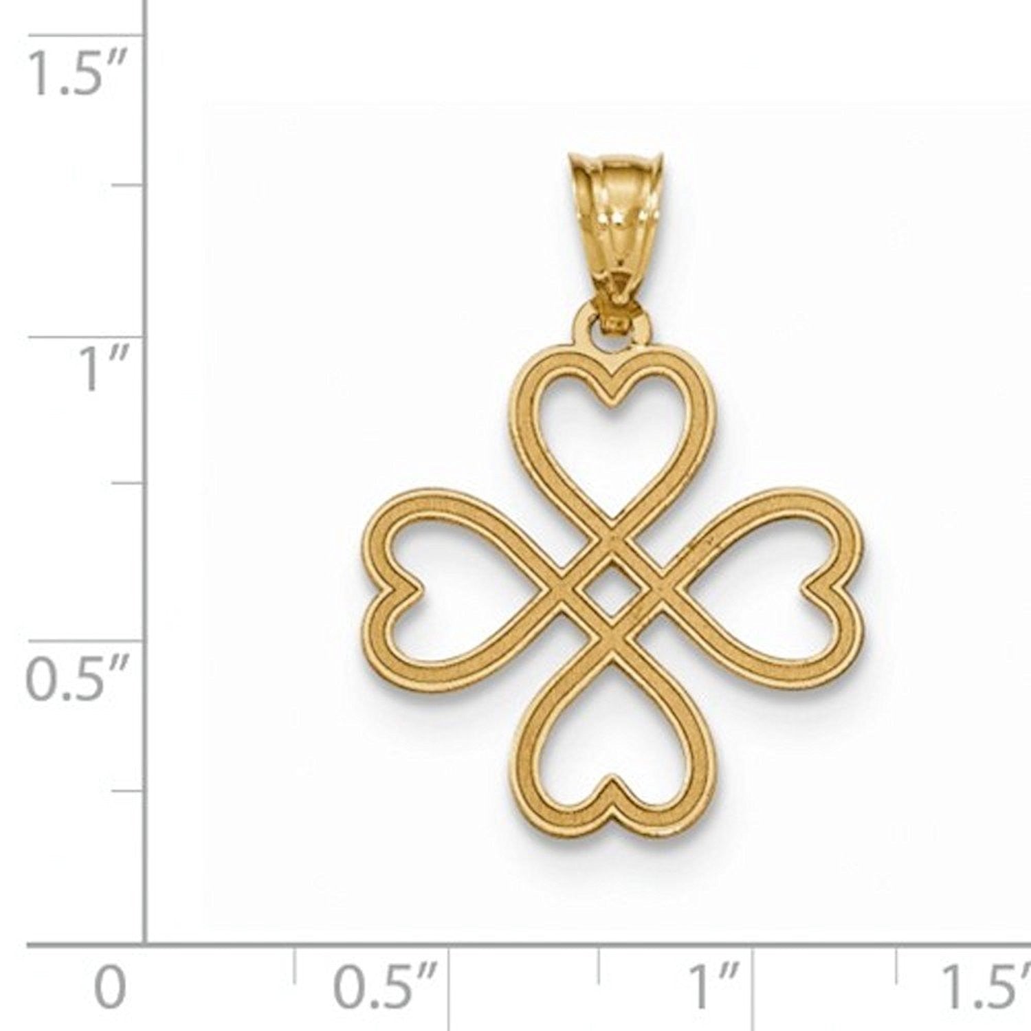 14k Yellow Gold Good Luck Four Leaf Clover Pendant Charm
