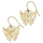 Ladda upp bild till gallerivisning, 14k Yellow Gold Butterfly Shepherd Hook Dangle Earrings
