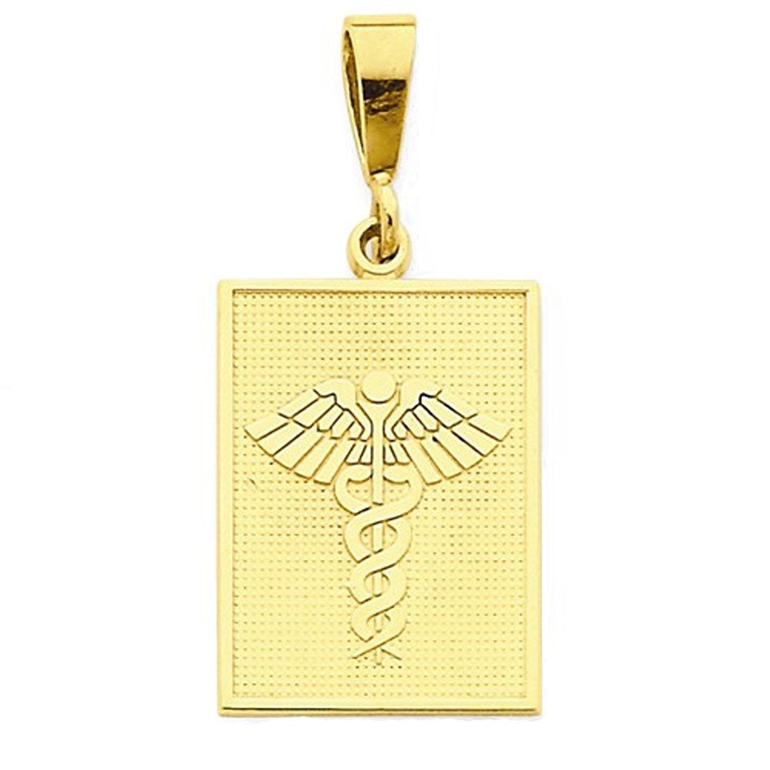 14k Yellow Gold Medical Caduceus Symbol Pendant Charm - [cklinternational]