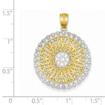 Afbeelding in Gallery-weergave laden, 14k Yellow Gold and Rhodium Filigree Round Pendant Charm
