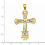 Kép betöltése a galériamegjelenítőbe: 14k Gold Two Tone Crucifix Cross Large Pendant Charm - [cklinternational]
