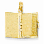 將圖片載入圖庫檢視器 14k Yellow Gold Ten Commandments Bible 3D Pendant Charm
