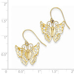 Lataa kuva Galleria-katseluun, 14k Yellow Gold Butterfly Shepherd Hook Dangle Earrings
