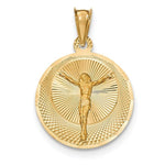 Lataa kuva Galleria-katseluun, 14k Yellow Gold Corpus Crucified Christ Round Pendant Charm
