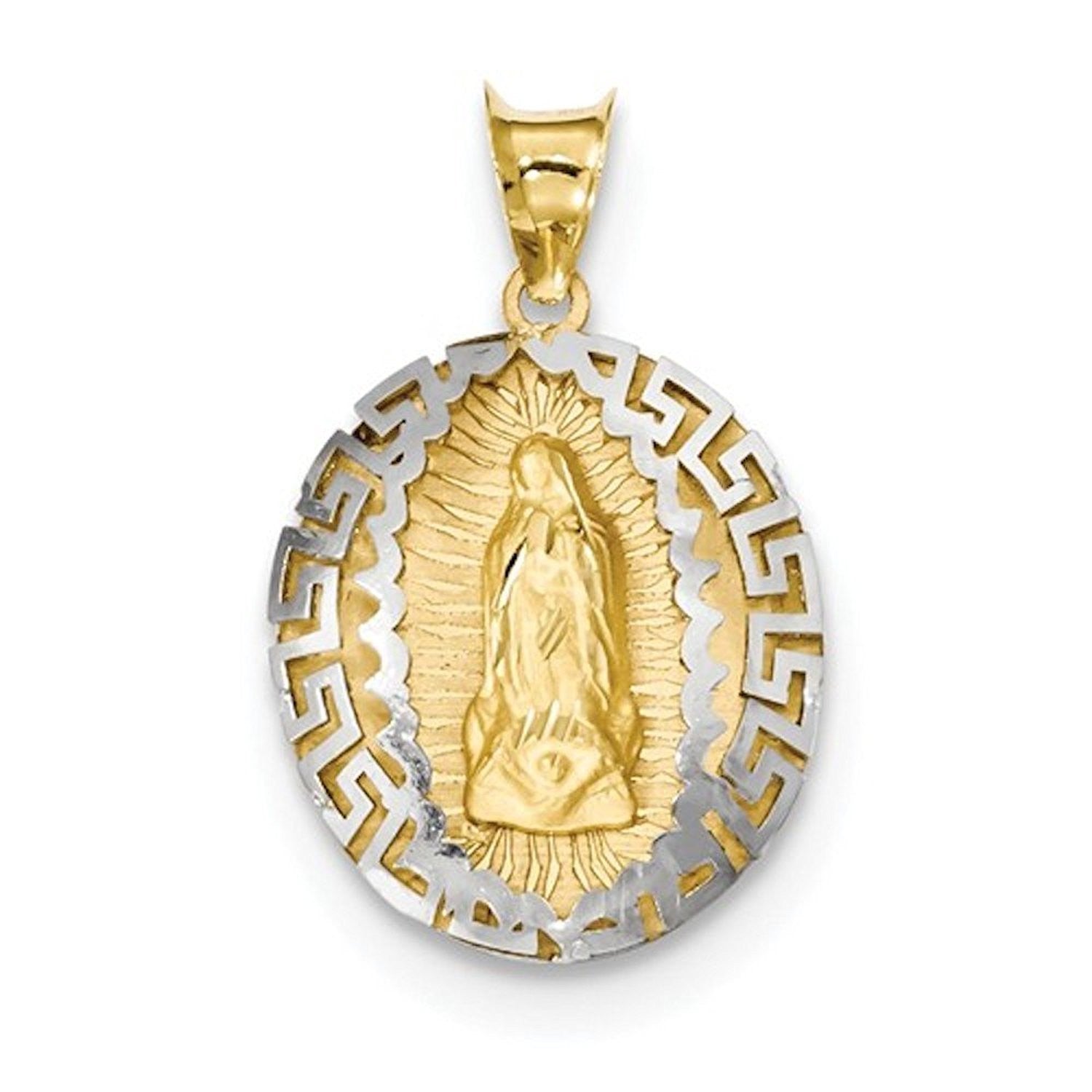 14k Gold Two Tone Our Lady of Guadalupe Pendant Charm