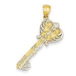 Load image into Gallery viewer, 14k Yellow Gold Rhodium Heart Key I Love You Pendant Charm
