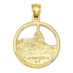 Afbeelding in Gallery-weergave laden, 14k Yellow Gold Washington DC Travel Disc Pendant Charm

