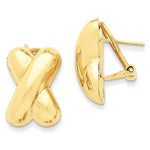 Cargar imagen en el visor de la galería, 14k Yellow Gold Classic Modern X Omega Clip Back Earrings
