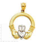 Charger l&#39;image dans la galerie, 14k Yellow Gold and Rhodium Claddagh Open Back Pendant Charm
