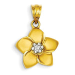 Load image into Gallery viewer, 14k Yellow Gold and Rhodium Plumeria Flower Small Pendant Charm
