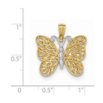 Indlæs billede til gallerivisning 14k Gold Two Tone Butterfly Pendant Charm
