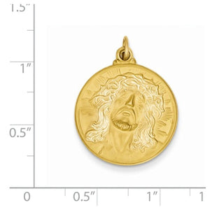 14k Yellow Gold Jesus Face Medal Pendant Charm