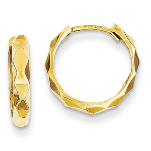 14k Yellow Gold 14mm Modern Hinged Hoop Huggie Earrings