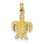 Kép betöltése a galériamegjelenítőbe: 14k Yellow Gold Turtle Open Back Small Pendant Charm
