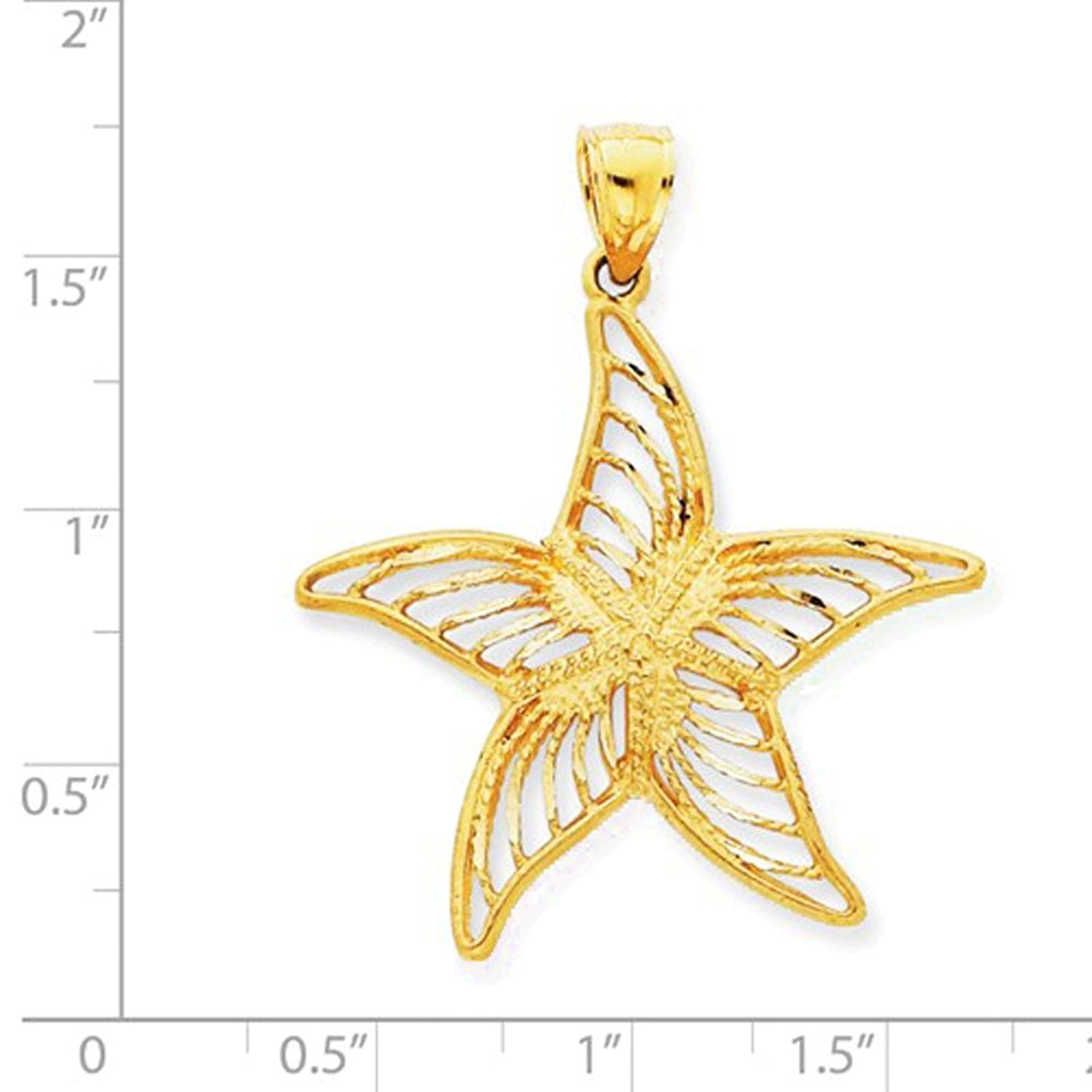 14k Yellow Gold Starfish Filigree Pendant Charm