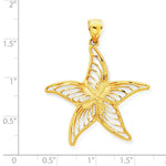 Kép betöltése a galériamegjelenítőbe: 14k Yellow Gold Starfish Filigree Pendant Charm
