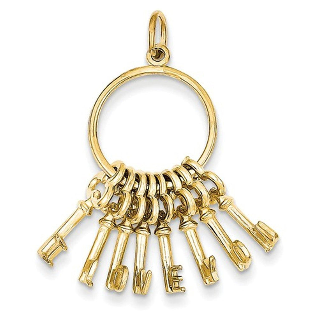 14k yellow gold i love you key ring pendant charm