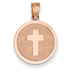 이미지를 갤러리 뷰어에 로드 , 14k Rose Gold Cross God Bless Round Reversible Pendant Charm

