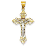 Carica l&#39;immagine nel visualizzatore di Gallery, 14k Gold Two Tone INRI Crucifix Cross Pendant Charm - [cklinternational]
