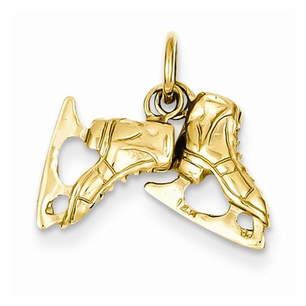 14k yellow gold ice skates small 3d pendant charm