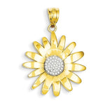 Cargar imagen en el visor de la galería, 14k Yellow Gold and Rhodium Sunflower Pendant Charm
