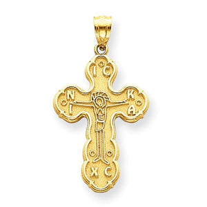 14k Yellow Gold Crucifix Eastern Orthodox Cross Pendant Charm