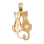 Indlæs billede til gallerivisning 14k Rose Gold Sitting Cats Open Back Pendant Charm
