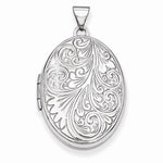 Afbeelding in Gallery-weergave laden, 14k White Gold Scroll Oval Photo Locket Pendant Charm
