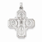 Lataa kuva Galleria-katseluun, 14k White Gold Cross Cruciform Four Way Medal Pendant Charm
