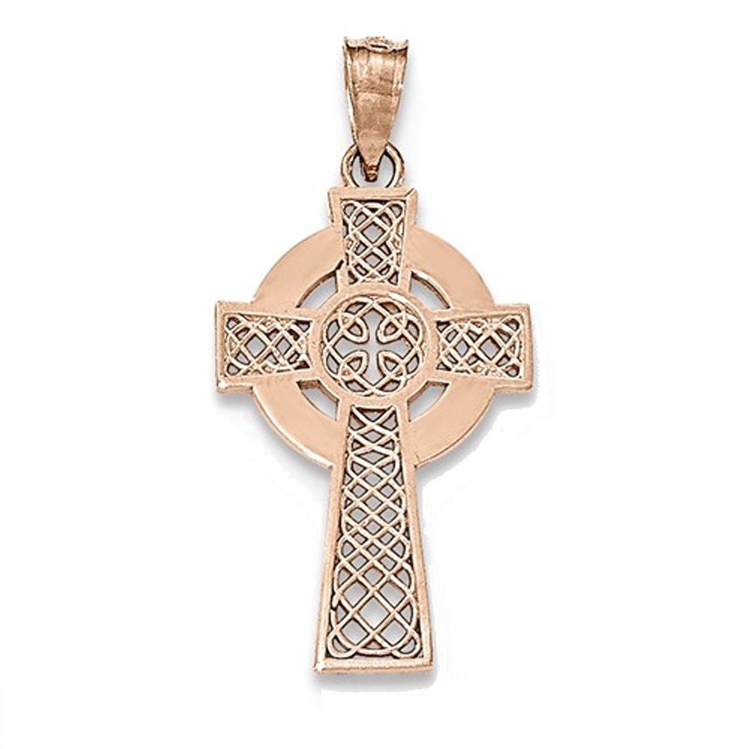 14k Rose Gold Celtic Cross Pendant Charm