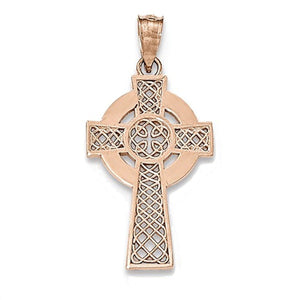 14k Rose Gold Celtic Cross Pendant Charm
